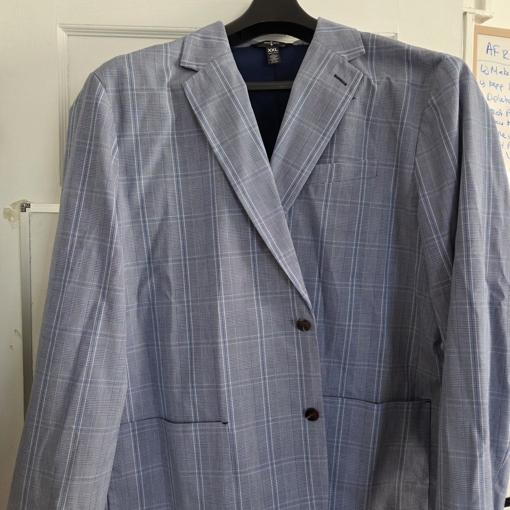 DKNY Light Blue Checkered Blazer